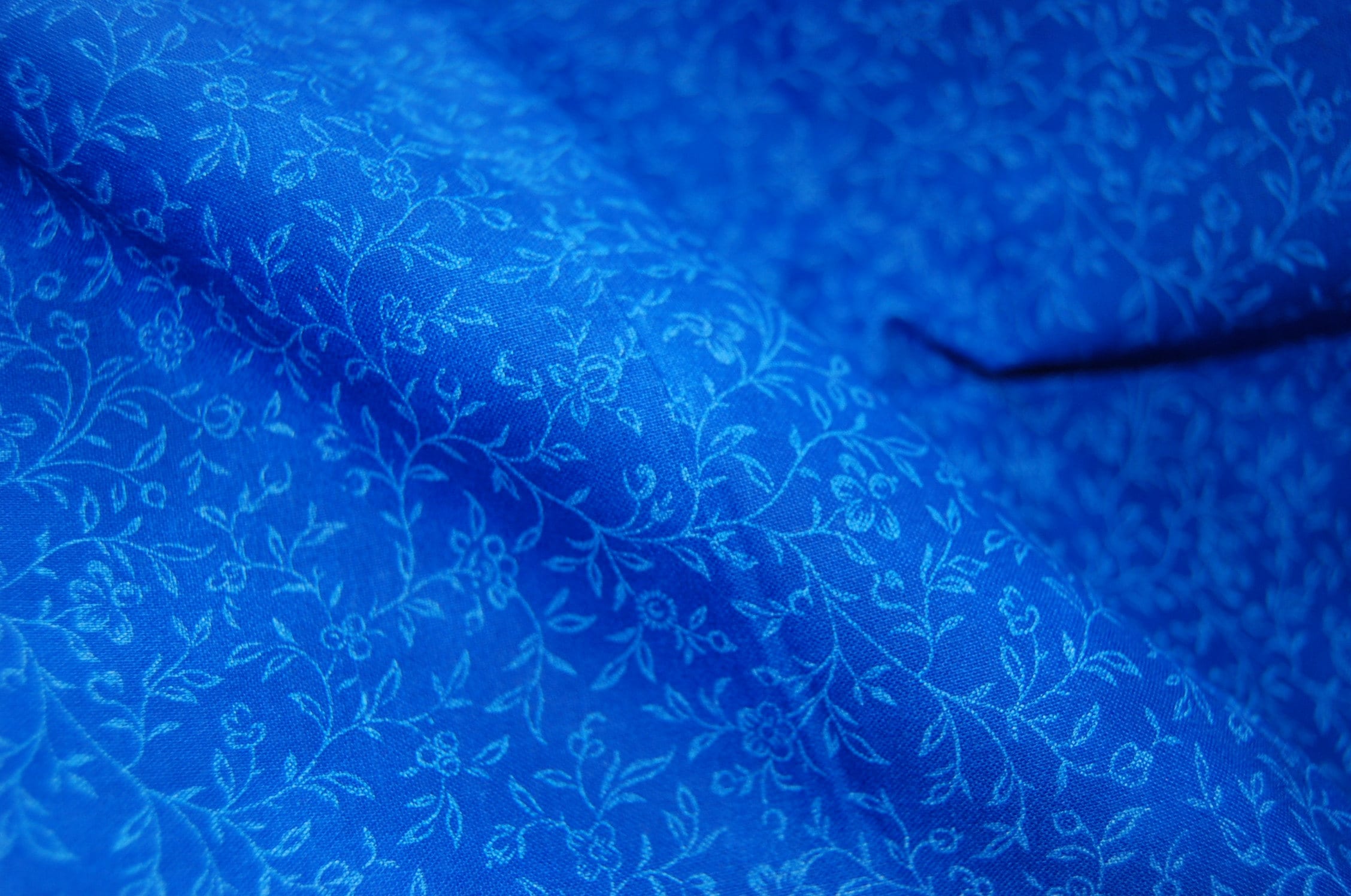 Blue Floral Fabric, Blue Fabric by the Yard, Floral Fabric