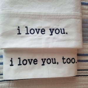 Pair of 'i love you' pillowcases