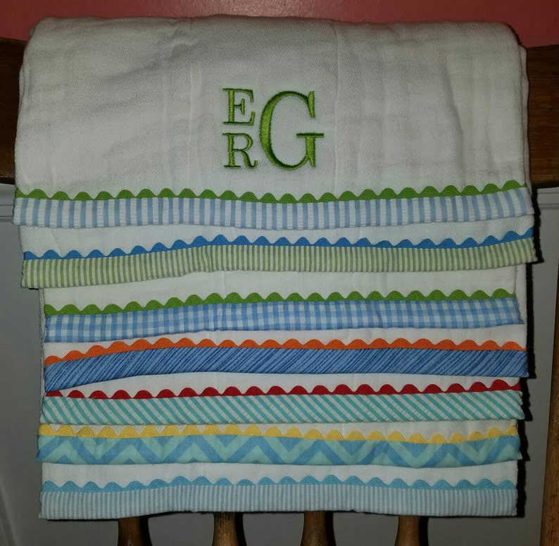 Monogrammed Baby Burp Cloths for Boys Etsy