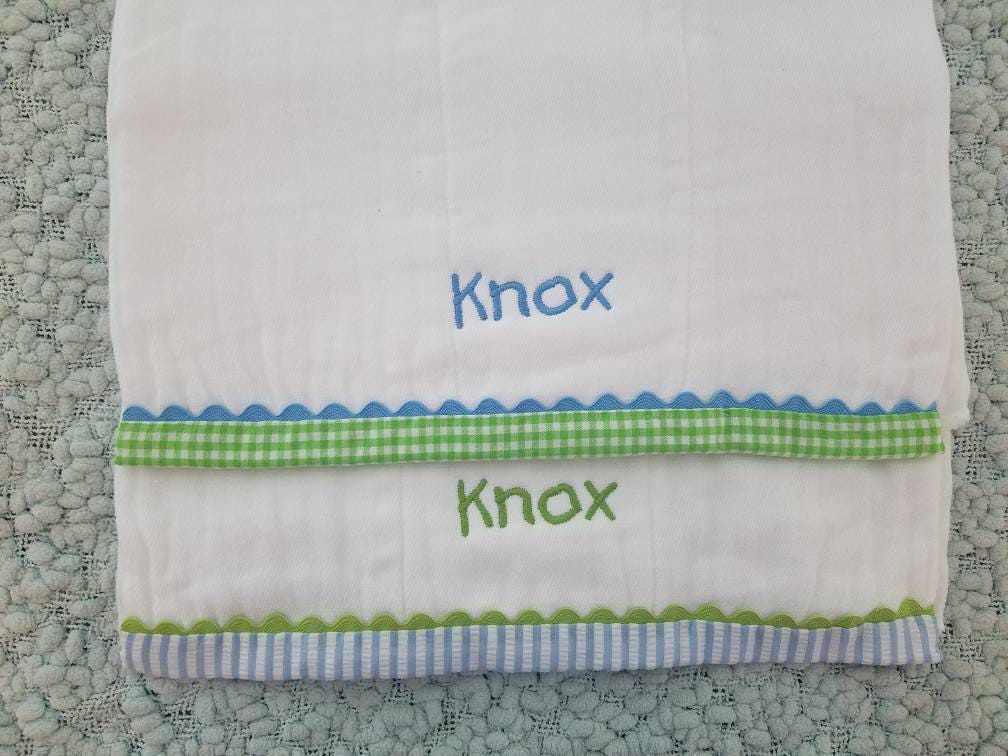 Monogrammed Baby Burp Cloths For Boys Etsy