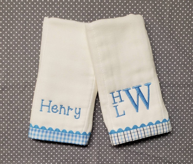 Monogrammed Baby Burp Cloths for Boys Etsy