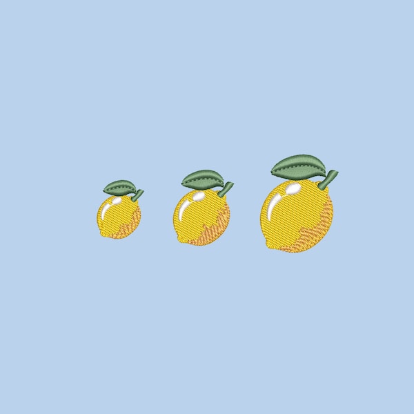 Machine Embroidery Designs Mini LEMONS Small FRUIT 3 sizes  Zitrone Stickdatei Ricamo a macchina limone Broderie Machine Petit citron