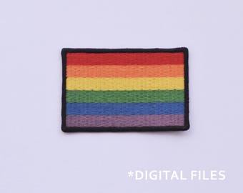 Machine embroidery design Rainbow Flag Patch  LGBTIQ+ flag embroidery files LGBTIQ+ pride machine embroidery 2 sizes. Instant download