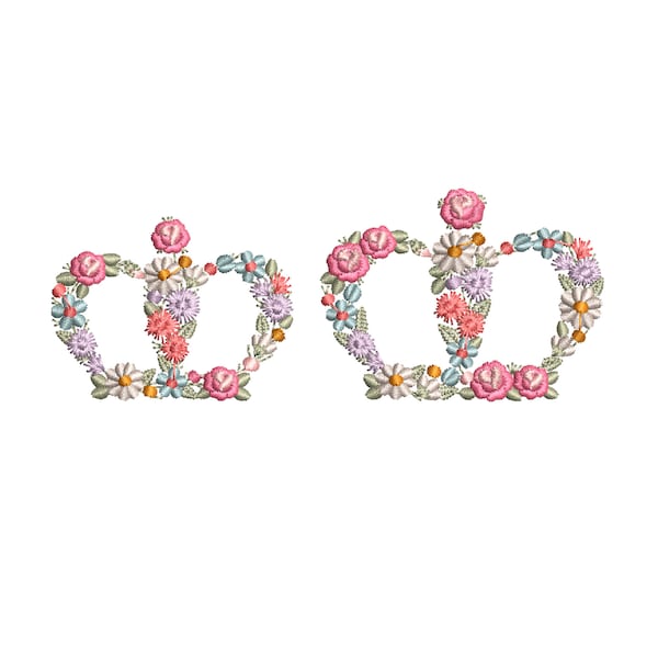 Small floral crown machine embroidery design Dainty spring romantic embroidery Krone Stickdatei Broderie couronne Ricamo corona di fiori