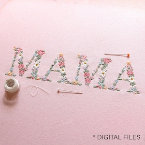 Machine Embroidery Design NANA in Floral Letters 5x7