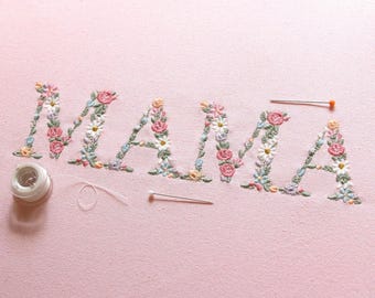 Machine Embroidery Design NANA in Floral Letters 5x7