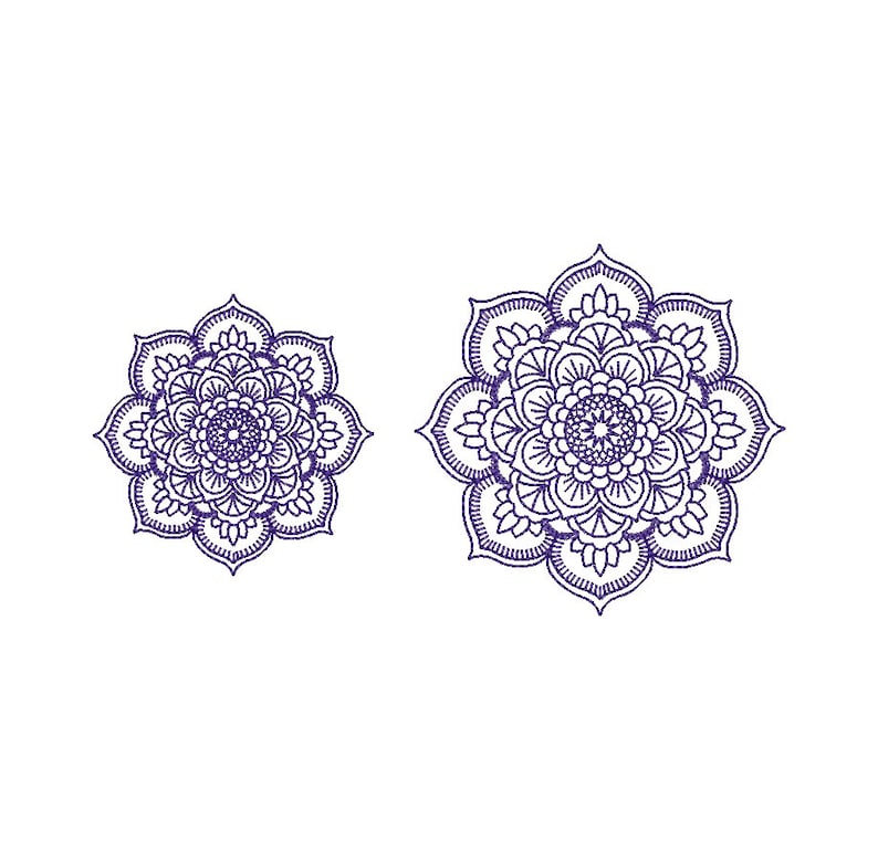 Mandala Redwork Machine Embroidery Design. Linework embroidery files. 2 sizes. Instant download image 3