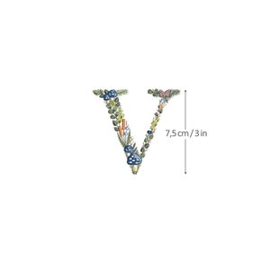 Diseño de bordado a máquina letra V 7,5 cm de alto Bastidor 4x4 (10 cm)  Bordado digital monograma floral Letras de flores matriz de bordado