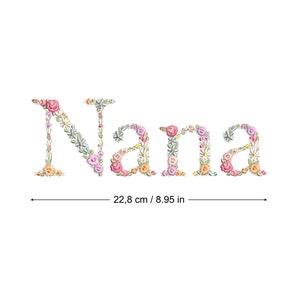 Diseño de bordado a máquina NANA 23 cm  bordado digital  Matriz de bordado floral Descarga inmediata dst pes exp jef sew hus vip vp3 xxx