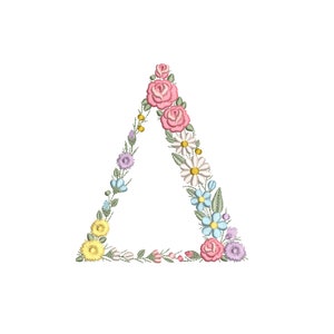 Maschinenstickerei ∆ DELTA Großbuchstaben 15 cm hoch zierlich Blumen Sorority Monogramm Broderie Maschine Stickdatei Ricamo macchina