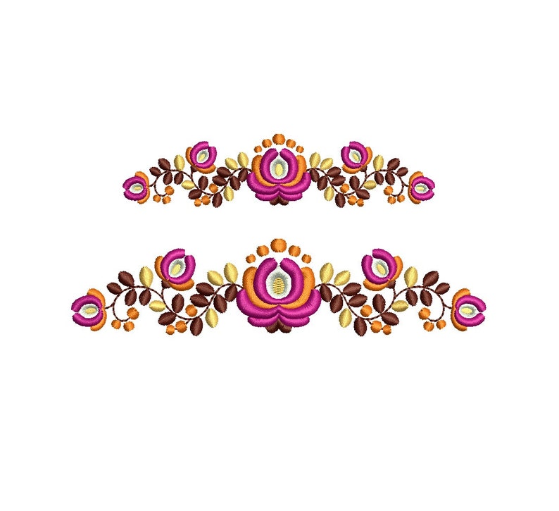 Folk Floral Border Machine Embroidery Design. 2 sizes. Instant download image 3