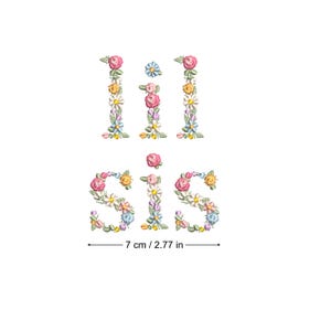 Diseño de bordado a máquina LIL SIS  bordado digital  Matriz de bordado floral Descarga inmediata dst pes exp jef sew hus vip vp3 xxx