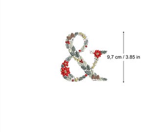 Machine borduurwerk Kerst Letter AMPERSAND 4x4 hoepel Kerst Feestelijk Monogram Broderie Noël Weihnachten Stickdatei Ricamo Natale Poinsettia