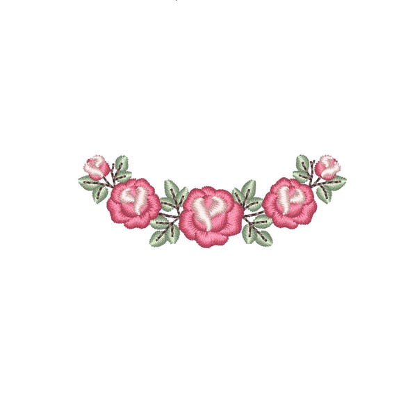 Machine embroidery design - Small Curved Border of Roses. Small curved floral border machine embroidery files. 3 sizes. Instant download