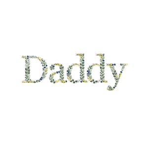 Diseño de bordado a máquina DADDY bastidor 20cm Letras de hojas Descarga inmediata dst pes exp jef sew hus vip vp3 xxx