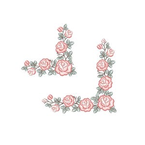 Roses Corner machine embroidery design. Corner Border of Roses - machine embroidery files. 2 sizes. Instant download