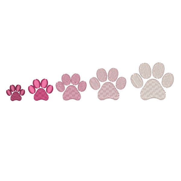 Mini Paw Print machine embroidery design. 5 sizes. Instant download