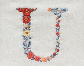 Machine embroidery LETTER U Uppercase 3"/7,5 cm Dainty floral font Heirloom Monogram Broderie machine Stickdatei Ricamo macchina 4x4 hoop