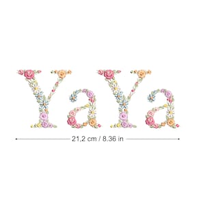 Diseño de bordado a máquina YAYA  monograma flores Día de la Madre Descarga inmediata dst pes exp jef sew hus vip vp3 xxx