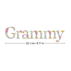 Machine embroidery design GRAMMY in floral letters LARGE HOOP Dainty flower Heirloom Girl Stickdatei Broderie machine Ricamo macchina image 1