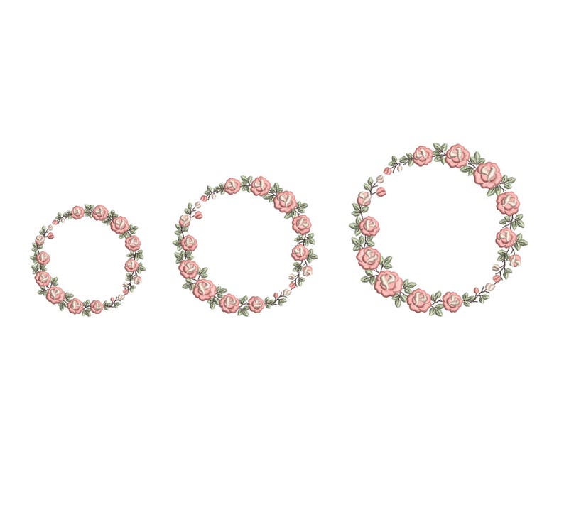 Wreath of roses machine embroidery design floral circle  etsy