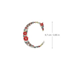 Macchina ricamo Natale Lettera C 4x4 cerchio Xmas Festive Monogram Broderie Noël Weihnachten Stickdatei Ricamo Natale Poinsettia Pigna