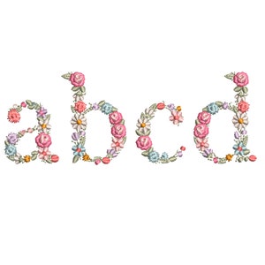 Alphabet für Bordüren - Monograma de flores- SÓLO MINÚSCULAS- 4,3 cm hoch Abecedario de flores matriz de bordado
