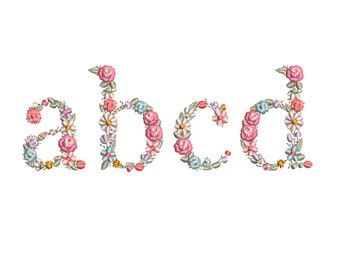 Machine embroidery Alphabet Small Floral letters 1.68 &quot;/43 mm tall LOWERCASE ONLY monogram heirloom Buchstaben Stickdatei Broderie lettres