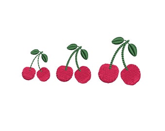 Cherries mini machine embroidery design. 3 sizes. Instant download