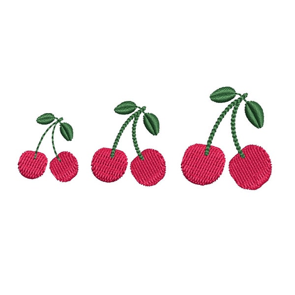 Cherries mini machine embroidery design. 3 sizes. Instant download