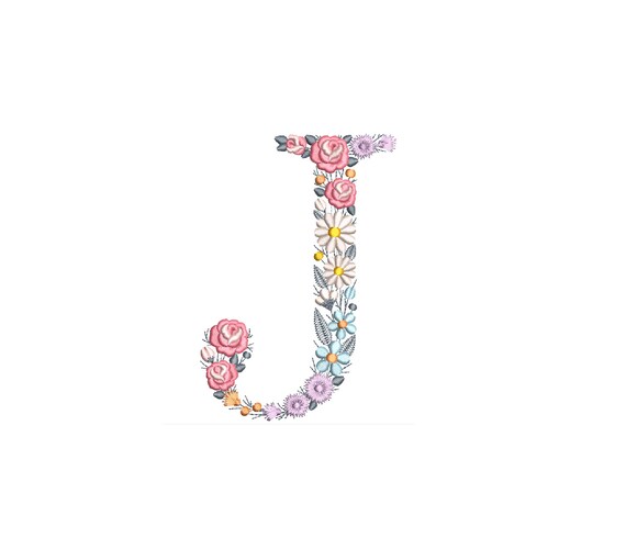 Machine Embroidery LETTER J Uppercase 15cm/6tall Dainty Etsy