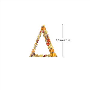 Diseño de bordado a máquina letra Griega Δ DELTA  7,5 cm de alto Bastidor 4x4/10 cm Acción de Gracias  Otoño Letra calabazas bellota manzana