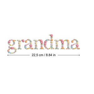 Machine embroidery design GRANDMA 10"/22 cm wide floral letters LARGE HOOP Dainty  Heirloom Stickdatei  Broderie machine Ricamo macchina