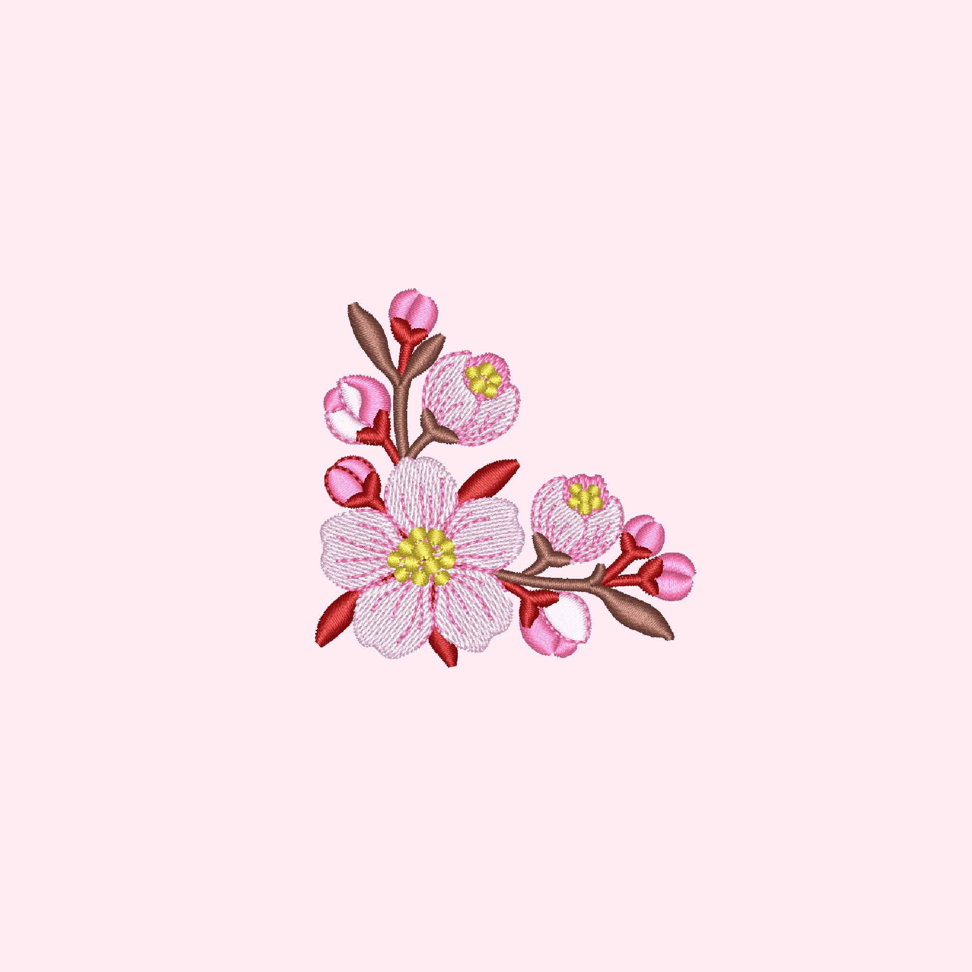 Cherry Blossom Machine Embroidery Design Sakura Flower Corner