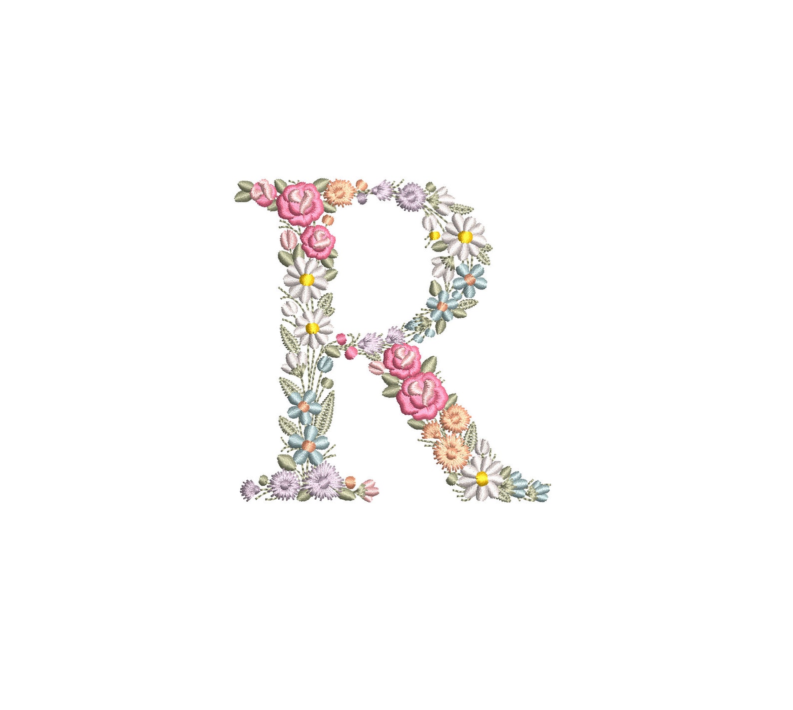 Machine embroidery LETTER R Uppercase 10cm / 4 tall Etsy