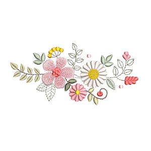 Machine embroidery LARGE HOOP Modern boho flowers  6; 7; and 8&quot; floral heirloom Broderie fleurs ricamo fiori Blumen Stickdatei