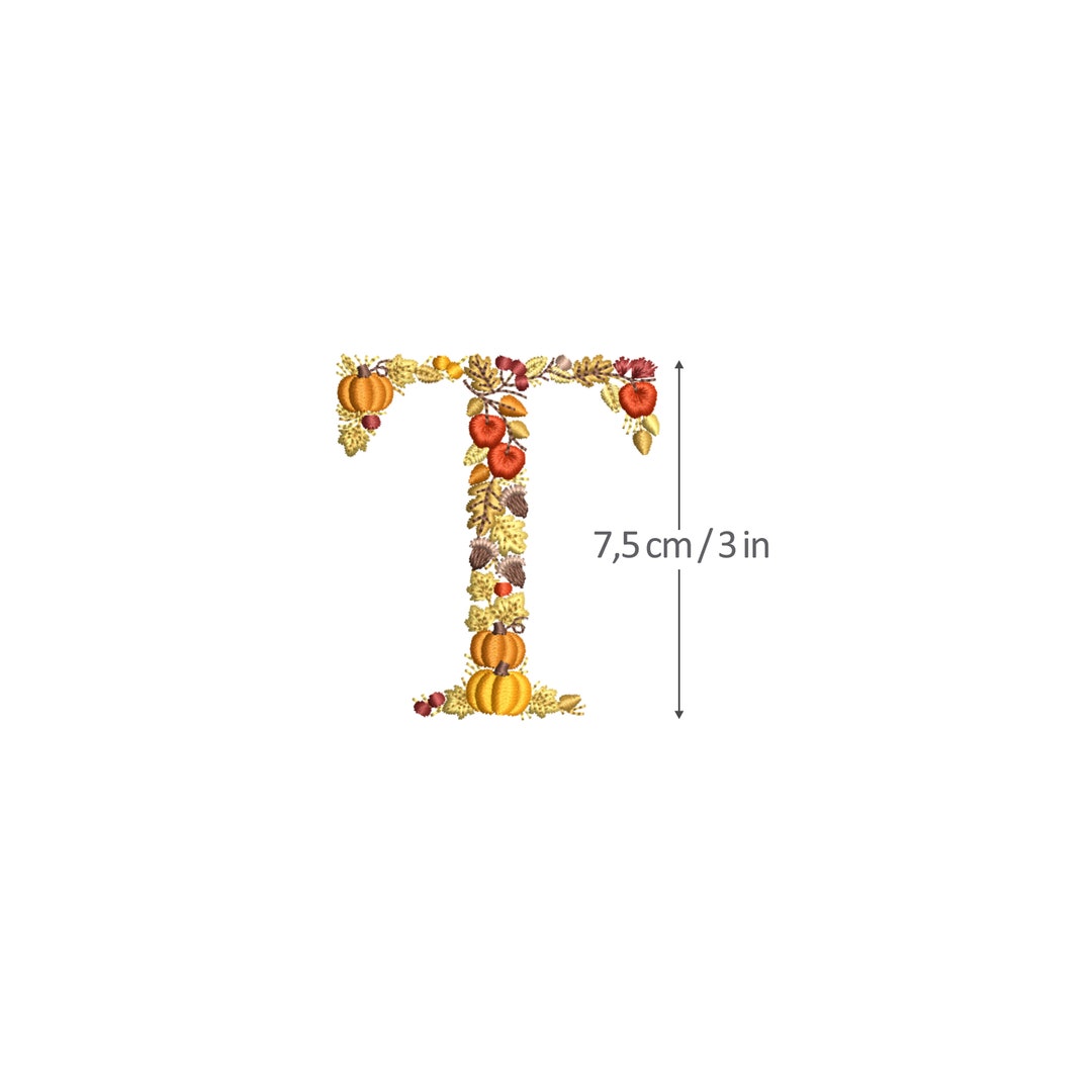 Machine Embroidery LETTER T Uppercase 3/75 Cm Etsy