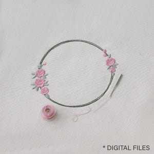 Dainty Wreath of Roses Monogram Frame Machine Embroidery design 3 sizes Rosen Kranz Stickdatei Couronne de roses broderie ricamo macchina