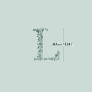 Bordado à máquina LETRA L Maiúscula 9,7 cm / 3,85" de altura fonte floral delicada Monograma Heirloom Broderiemachine-Stickdatei-Ricamo macchina