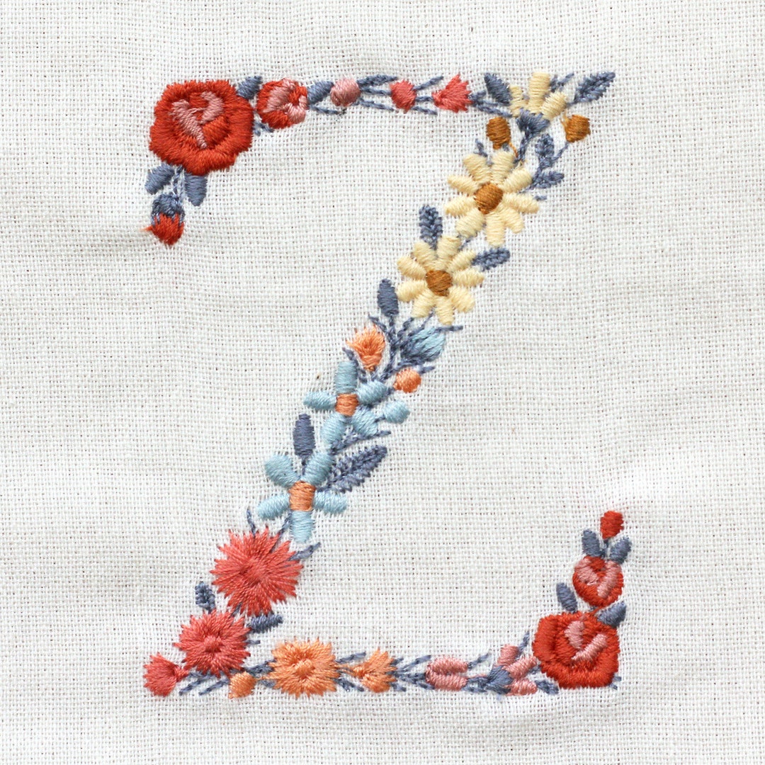 Machine Embroidery LETTER Z Uppercase 3/7,5 Cm Dainty Floral Font ...