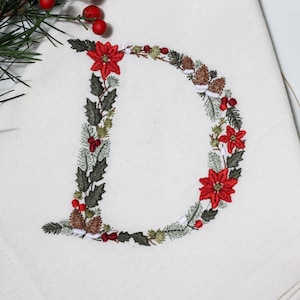 Diseño de bordado a máquina letra D 10 cm de alto Bordado digital monograma floral Letras de flores matriz de bordado