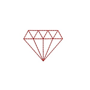May include: A red diamond shape outlined in a thin line.
