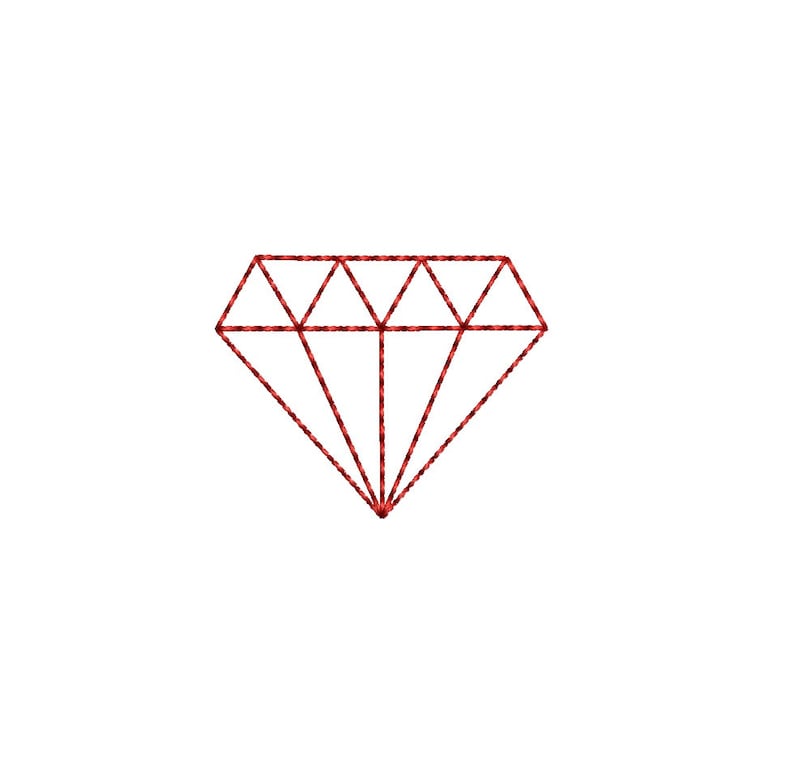 Diamond Redwork Machine Embroidery Design. Linework Gems Etsy