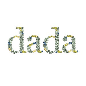Diseño de bordado a máquina DADA bastidor 13x18cm Letras de hojas Descarga inmediata dst pes exp jef sew hus vip vp3 xxx