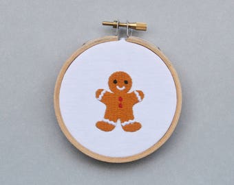 Gingerbread Man - Mini Christmas machine embroidery design. 3 sizes. Instant download