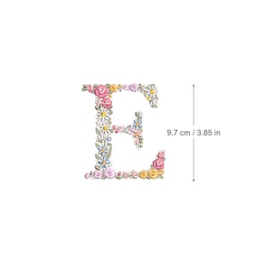 Bordado à máquina LETRA E Maiúscula 9,7 cm / 3,85" de altura fonte floral delicada Monograma Heirloom Broderie machine-Stickdatei-Ricamo macchina