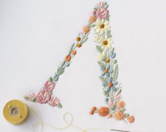 Machine embroidery Letter Λ LAMBDA 10cm/4" dainty floral Greek font Heirloom Sorority Monogram Broderie machine Stickdatei Ricamo macchina