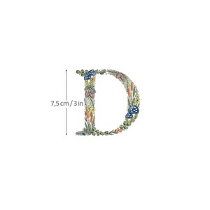 Diseño de bordado a máquina letra D 7,5 cm de alto Bastidor 4x4 (10 cm)  Bordado digital monograma floral Letras de flores matriz de bordado