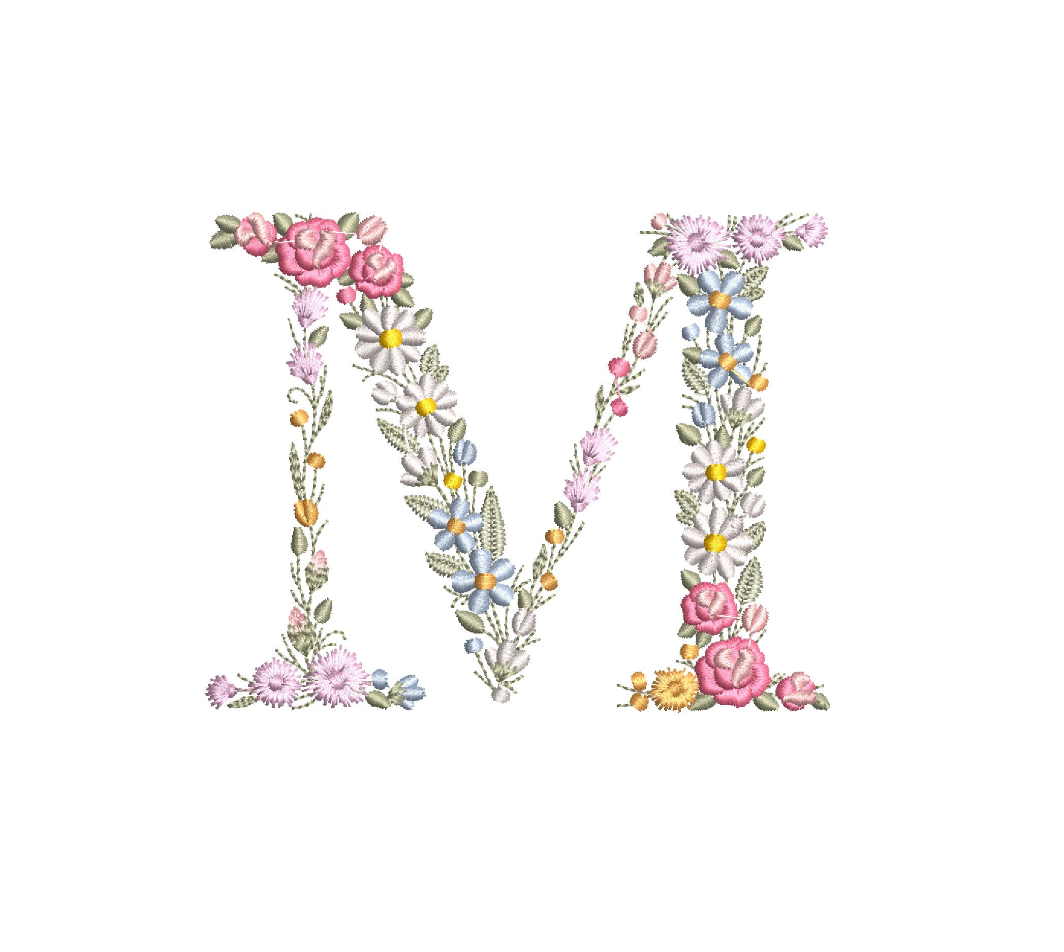 Alphabet Letter M Monogram Floral Design Stock Illustration 1376214506