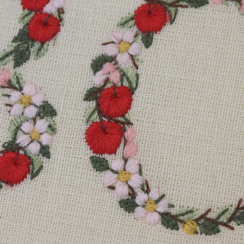 Diseño de bordado a máquina 5 cm de alto Monogramas Letras manzanas y flores Abecedario botánico Caracteres especiales Español Francés etc. imagen 5